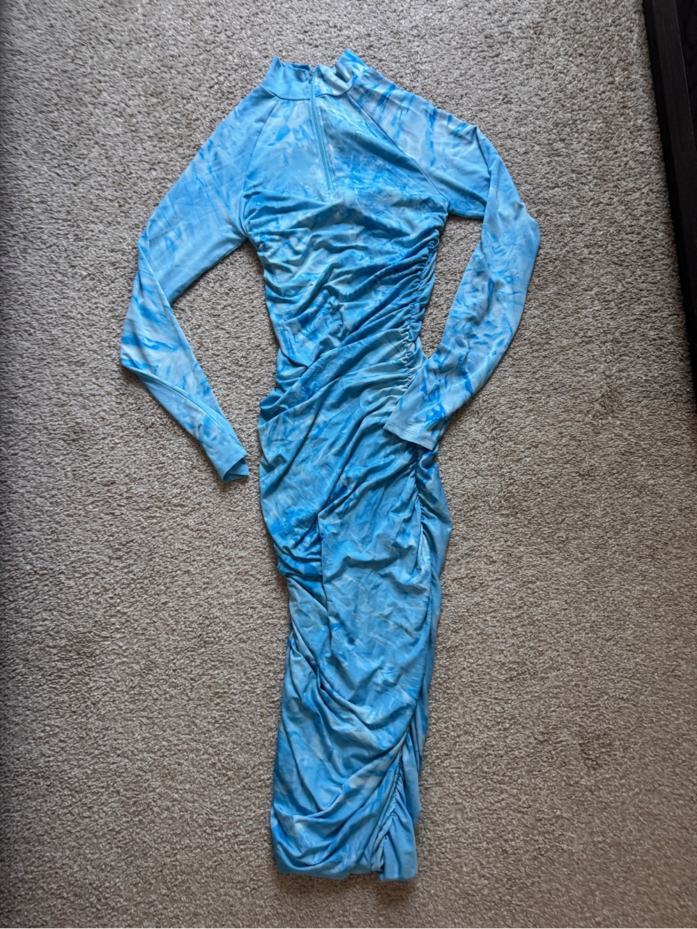 Sorella Sky Blue Mock Neck Zippered
Dress